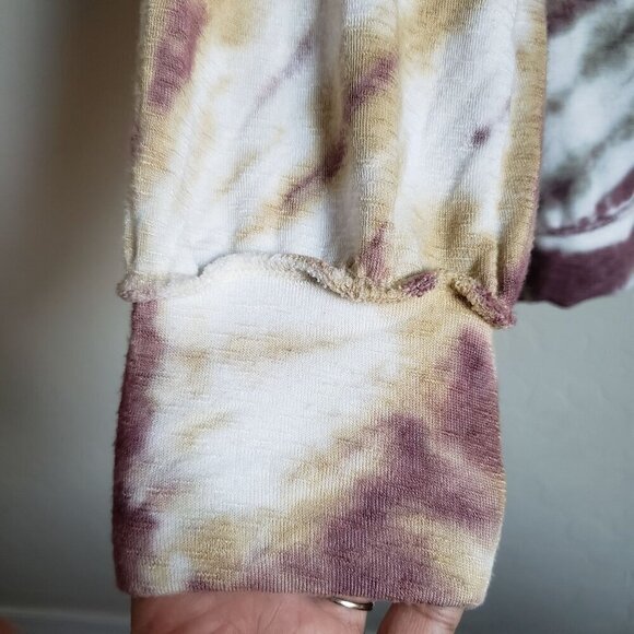 Easel Oversized Tie Dye Drop Shoulder Sweater Raw Edge Multicolor Womens Medium - Picture 7 of 9